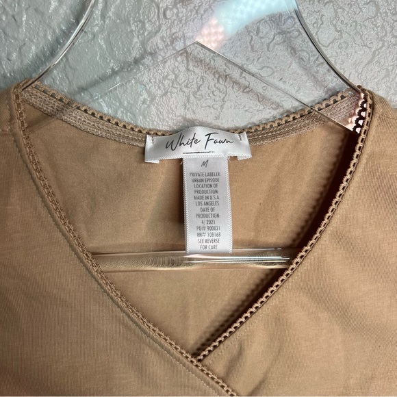 White Fawn Brown/Nude Criss Cross Crop Top - Picture 4 of 4